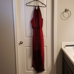 Formal, halter, hi-low, ombre dress